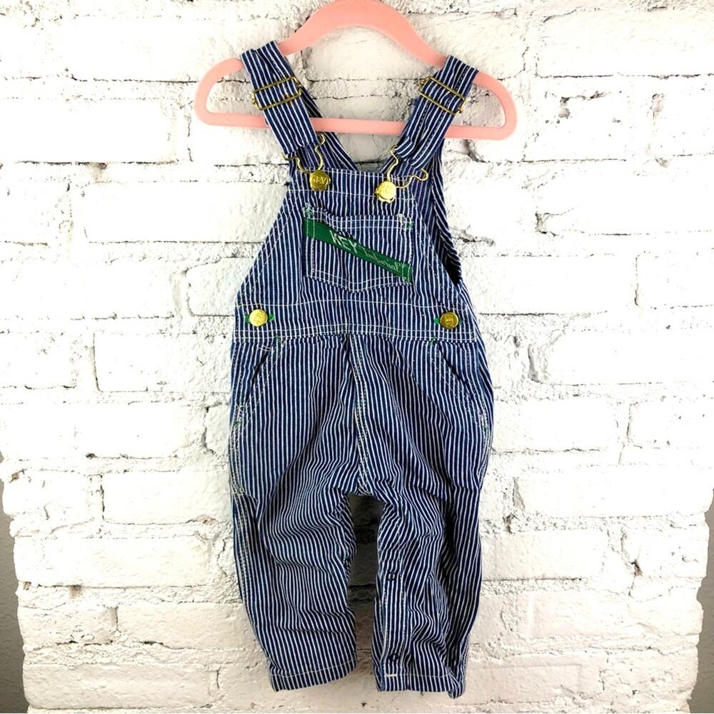 Vintage Key Imperial Striped Toddler Farmer Railroad Overalls
